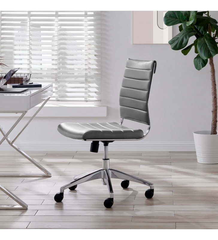 Jive Armless Mid Back Office Chair in Gray - Lexmod