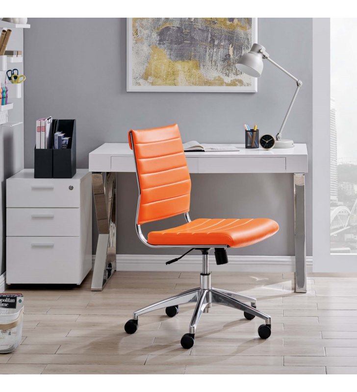 Jive Armless Mid Back Office Chair in Orange - Lexmod