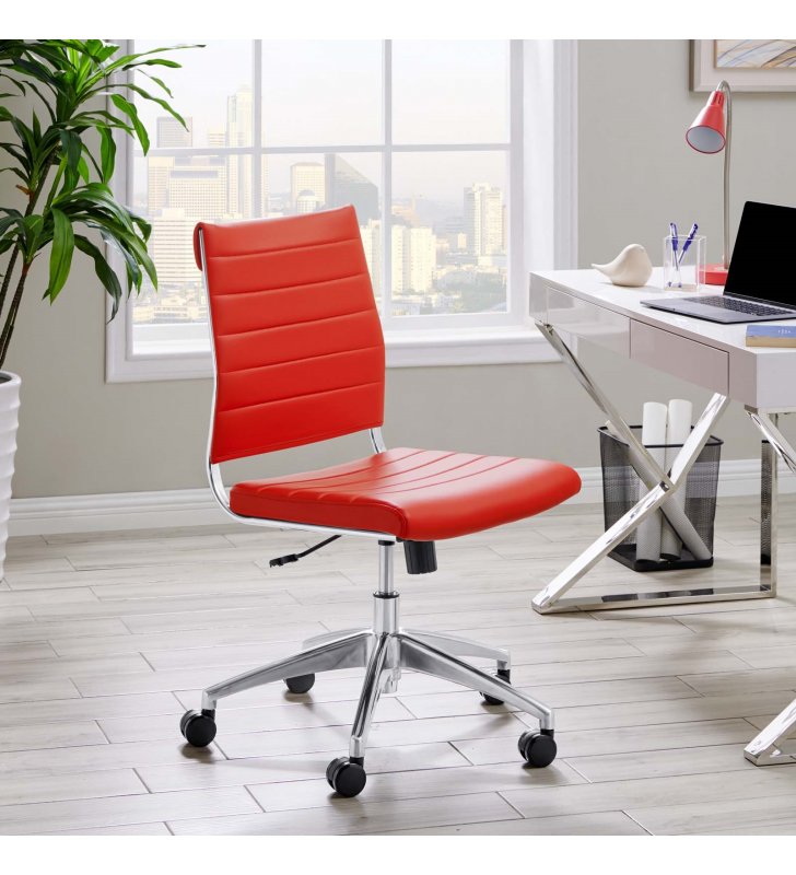 Jive Armless Mid Back Office Chair in Red - Lexmod