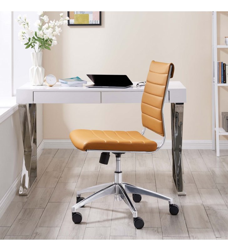 Jive Armless Mid Back Office Chair in Tan - Lexmod