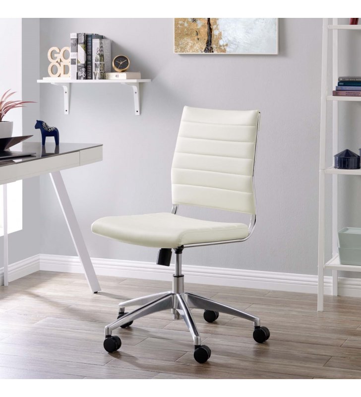 Jive Armless Mid Back Office Chair in White - Lexmod
