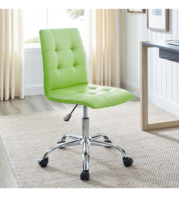 Prim Armless Mid Back Office Chair in Bright Green - Lexmod