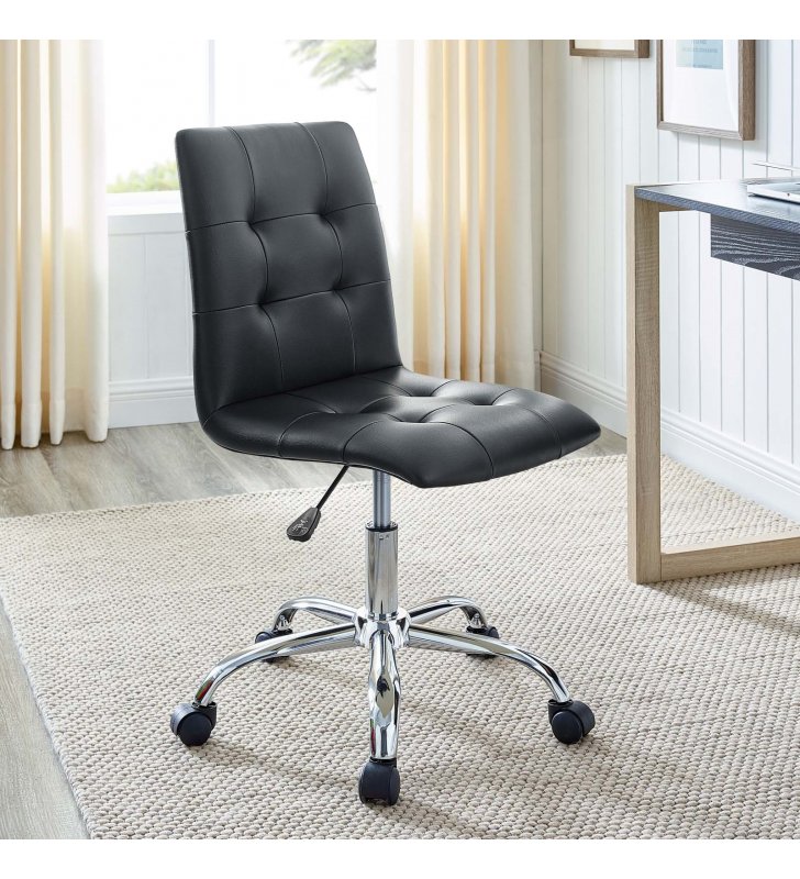 Prim Armless Mid Back Office Chair in Black - Lexmod