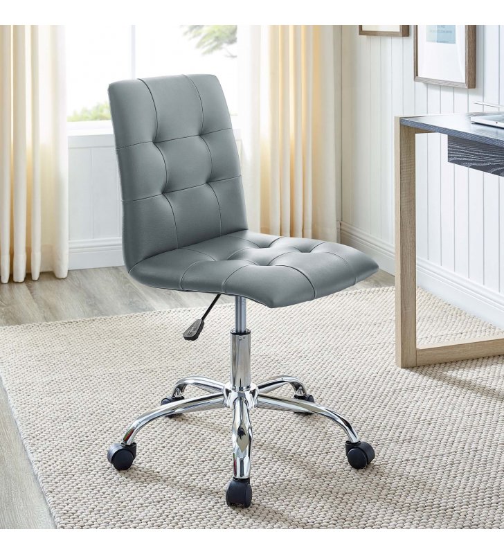Prim Armless Mid Back Office Chair in Gray - Lexmod