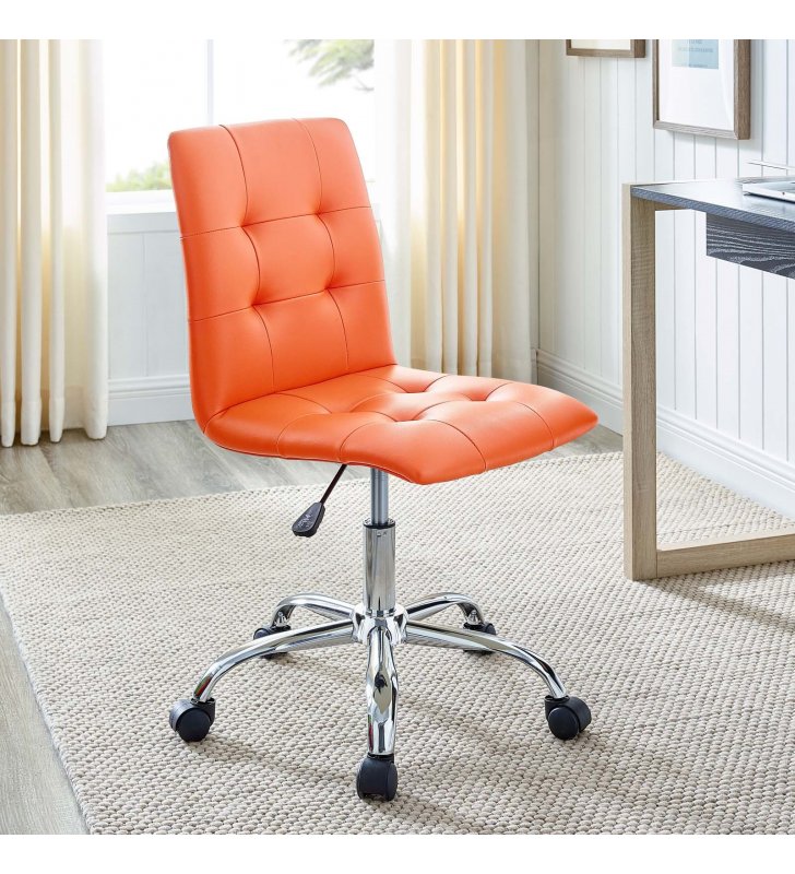 Prim Armless Mid Back Office Chair in Orange - Lexmod