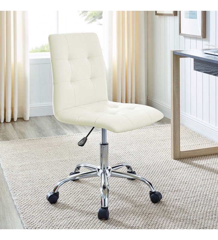 Prim Armless Mid Back Office Chair in White - Lexmod