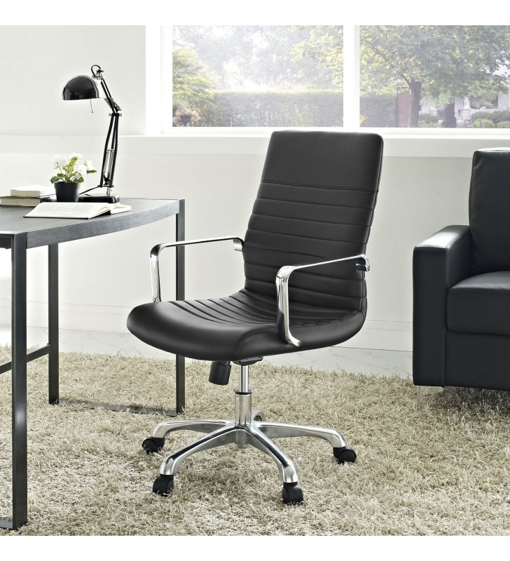 Finesse Mid Back Office Chair in Black - Lexmod