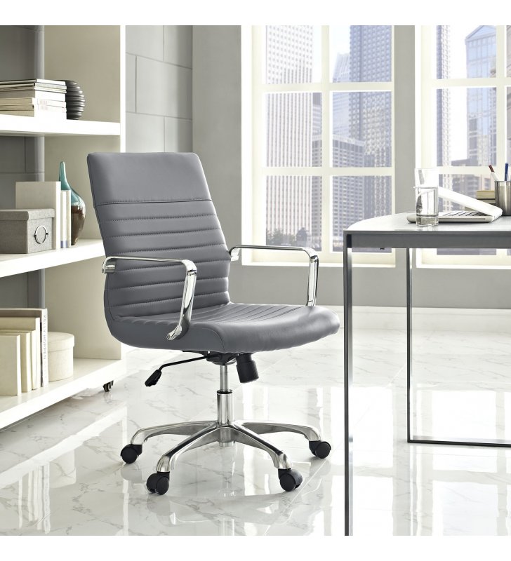 Finesse Mid Back Office Chair in Gray - Lexmod