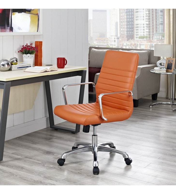 Finesse Mid Back Office Chair in Orange - Lexmod