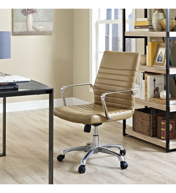 Finesse Mid Back Office Chair in Tan - Lexmod