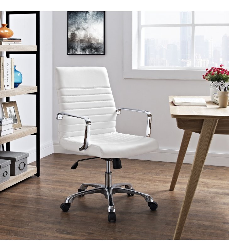 Finesse Mid Back Office Chair in White - Lexmod