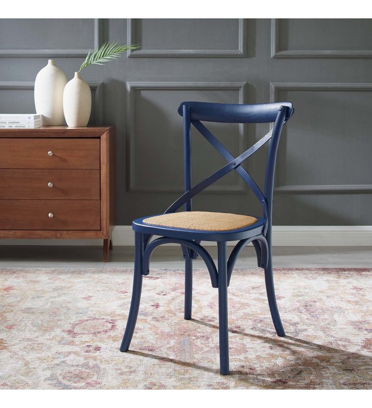 Gear Dining Side Chair in Midnight Blue - Lexmod