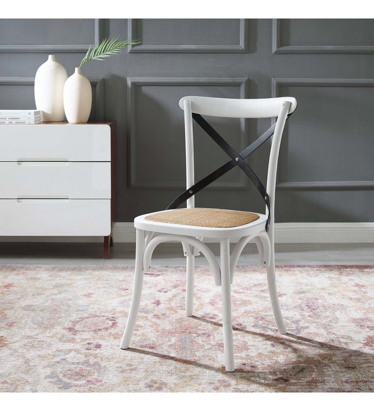 Gear Dining Side Chair in White Black - Lexmod