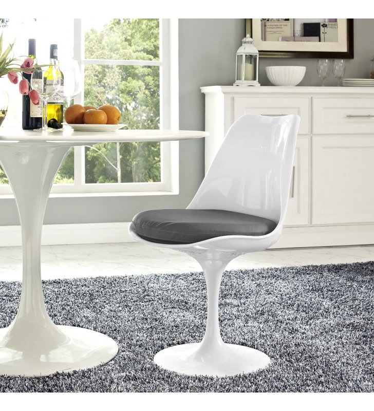 Lippa Dining Vinyl Side Chair in Gray - Lexmod