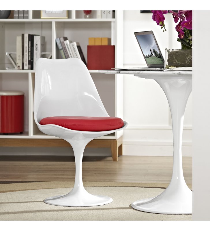 Lippa Dining Vinyl Side Chair in Red - Lexmod