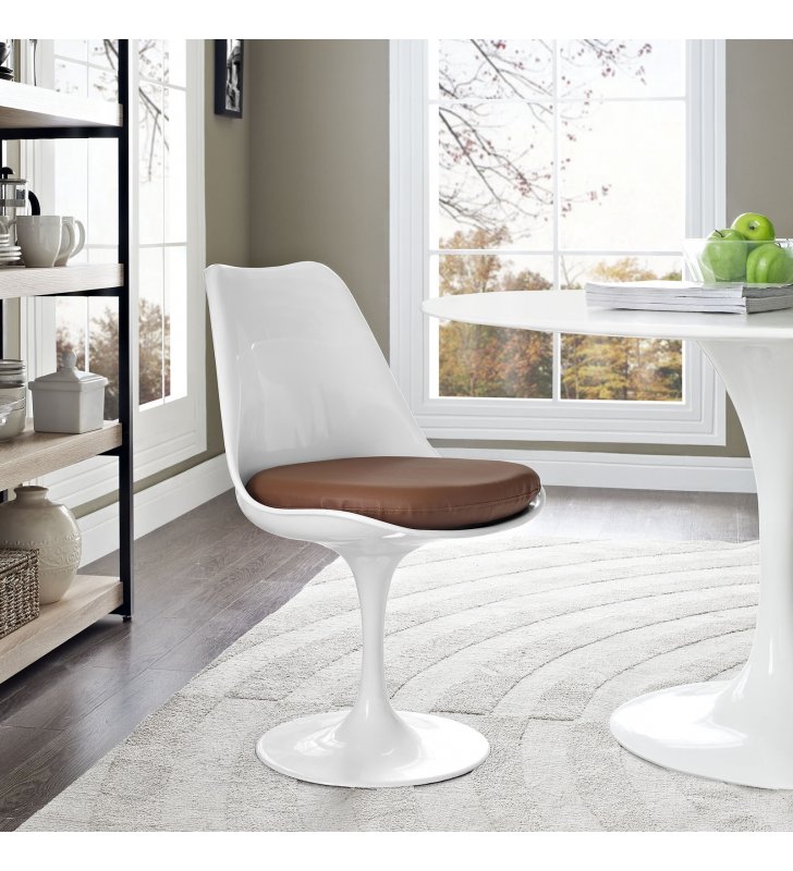 Lippa Dining Vinyl Side Chair in Tan - Lexmod