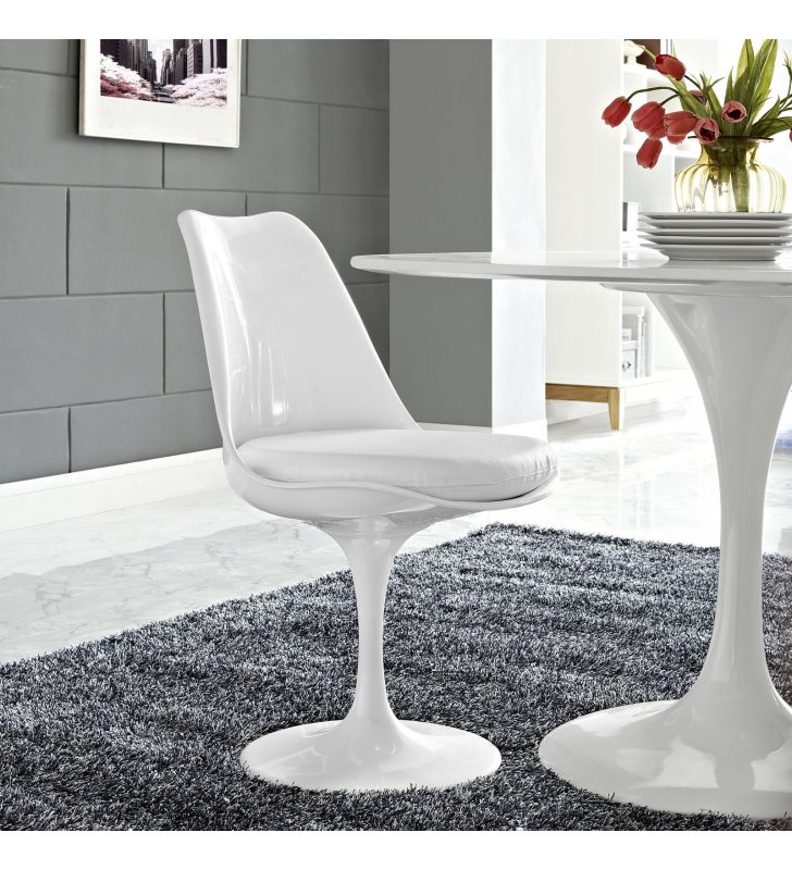 Lippa Dining Vinyl Side Chair in White - Lexmod