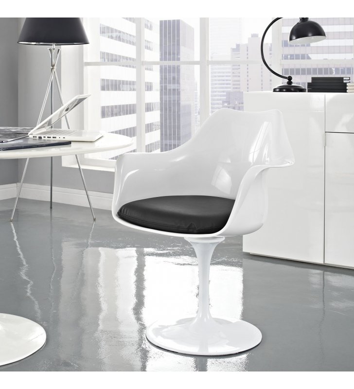 Lippa Dining Vinyl Armchair in Black - Lexmod