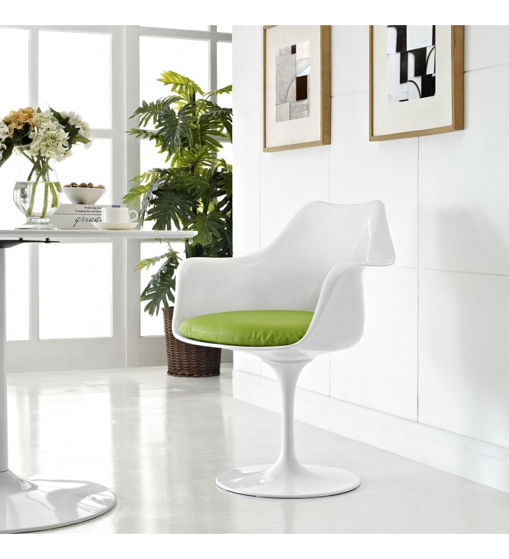 Lippa Dining Vinyl Armchair in Green - Lexmod