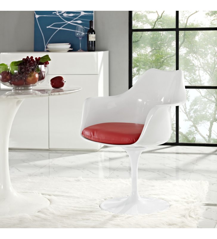 Lippa Dining Vinyl Armchair in Red - Lexmod
