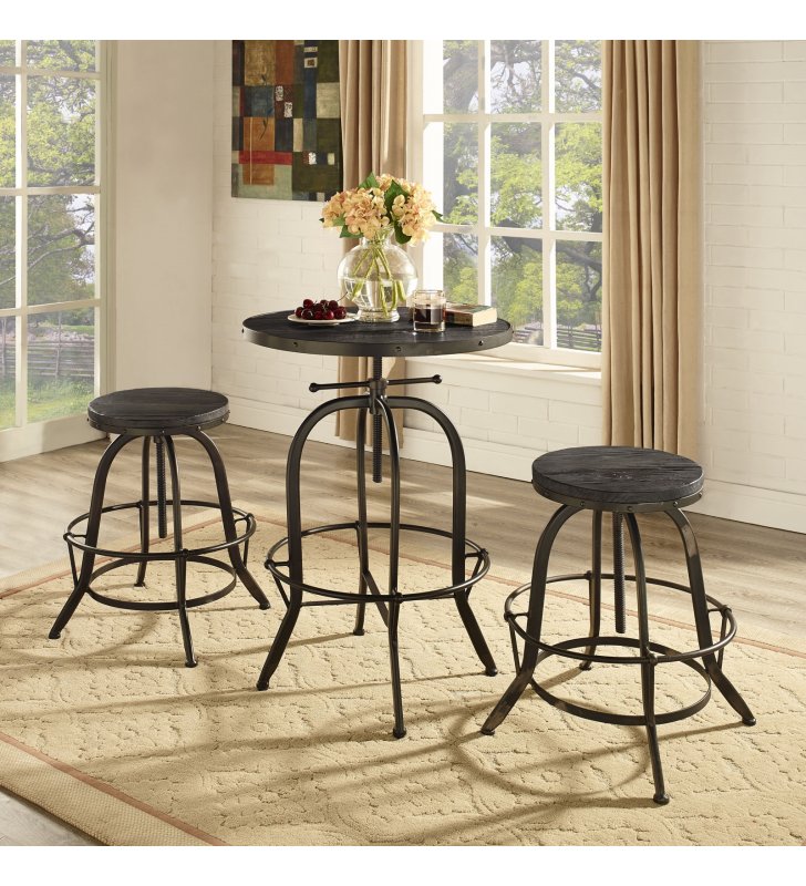 Gather 3 Piece Dining Set in Black - Lexmod