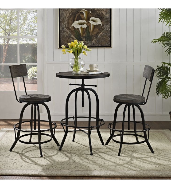 Gather 3 Piece Dining Set in Black - Lexmod
