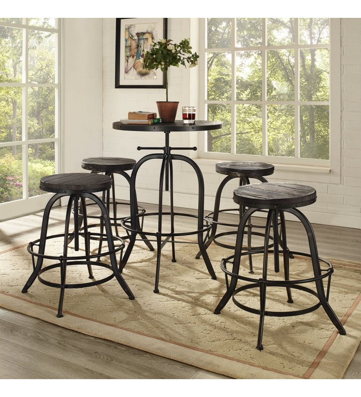 Gather 5 Piece Dining Set in Black - Lexmod