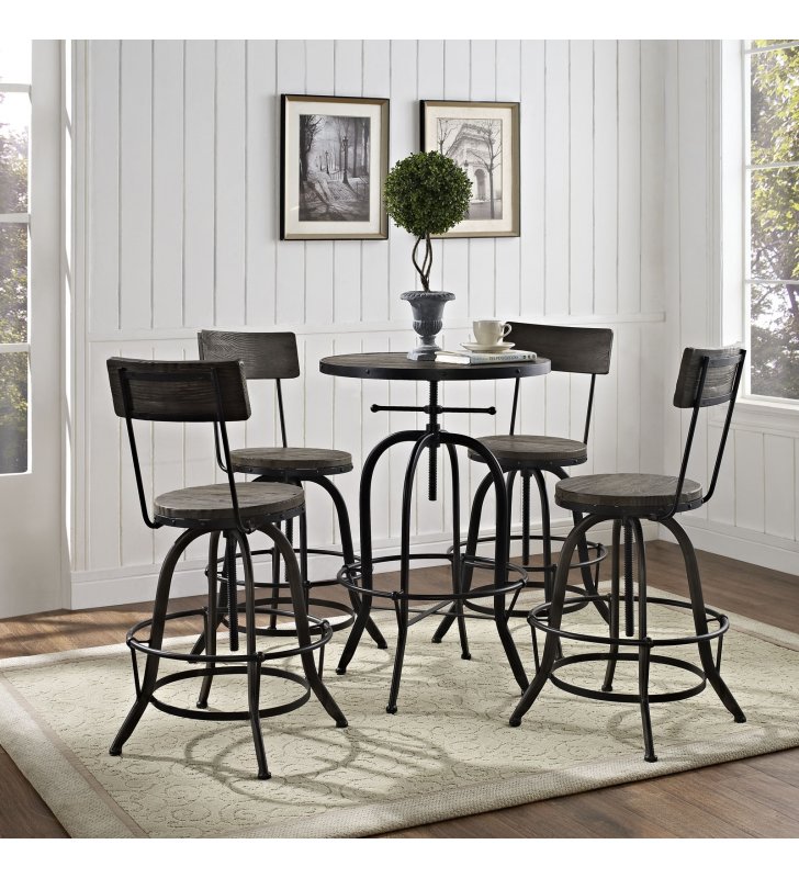 Gather 5 Piece Dining Set in Black - Lexmod