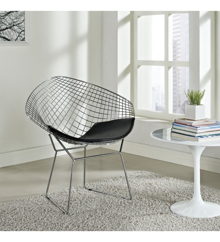 CAD Upholstered Vinyl Lounge Chair in Black - Lexmod