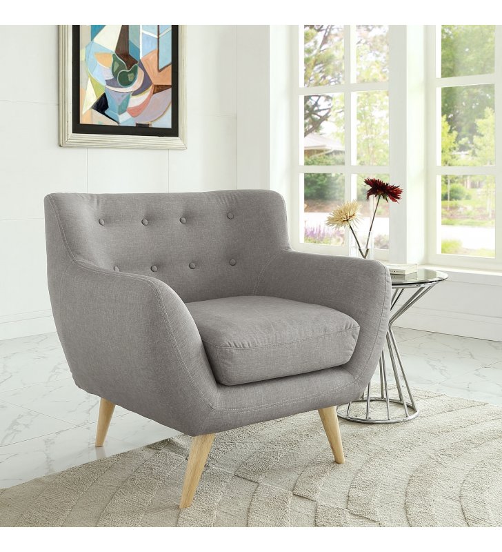 Remark Upholstered Fabric Armchair in Light Gray - Lexmod
