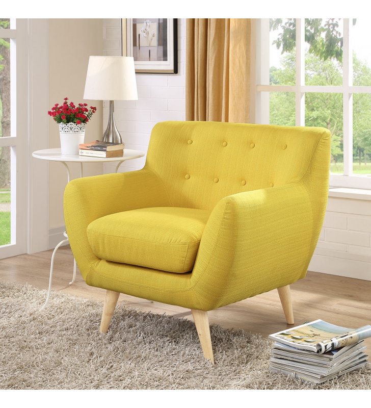 Remark Upholstered Fabric Armchair in Sunny - Lexmod
