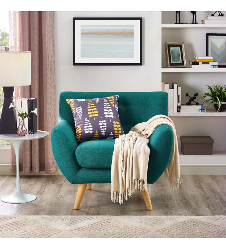 Remark Upholstered Fabric Armchair in Teal - Lexmod