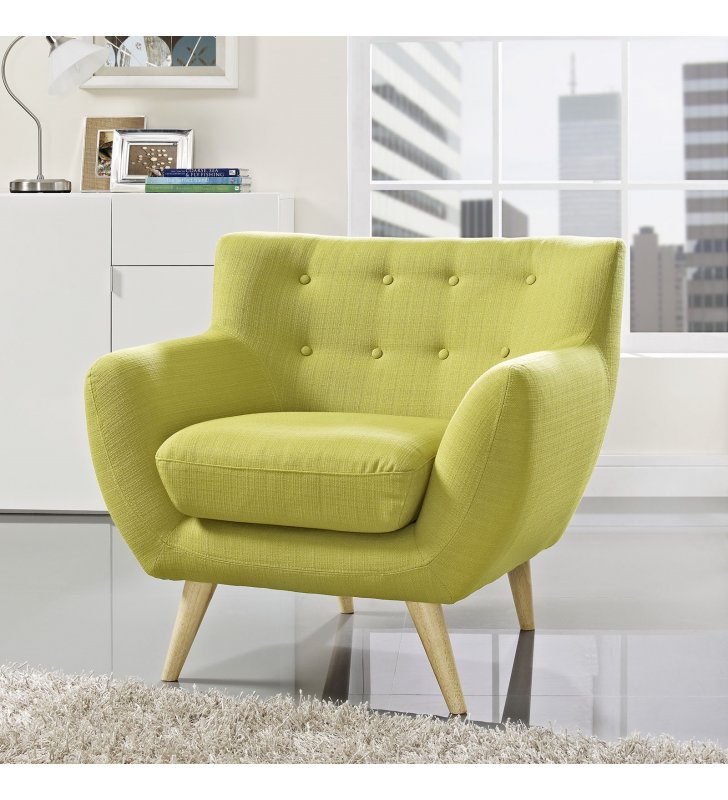 Remark Upholstered Fabric Armchair in Wheatgrass - Lexmod