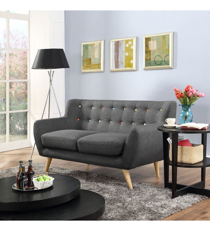 Remark Upholstered Fabric Loveseat in Gray - Lexmod