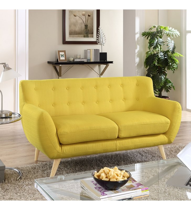 Remark Upholstered Fabric Loveseat in Sunny - Lexmod