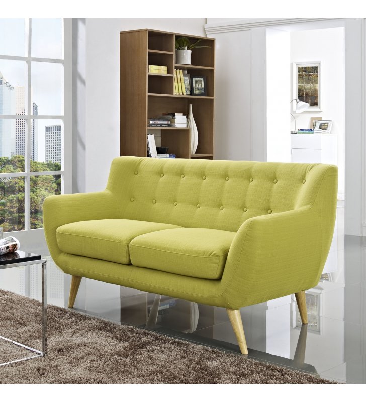 Remark Upholstered Fabric Loveseat in Wheatgrass - Lexmod