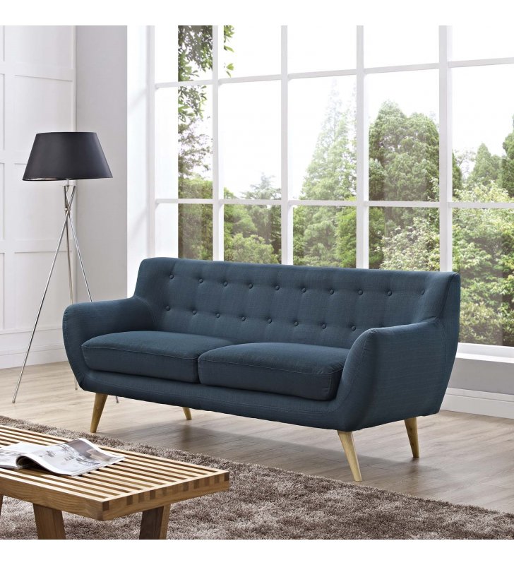 Remark Upholstered Fabric Sofa in Azure - Lexmod