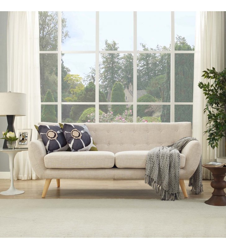 Remark Upholstered Fabric Sofa in Beige - Lexmod