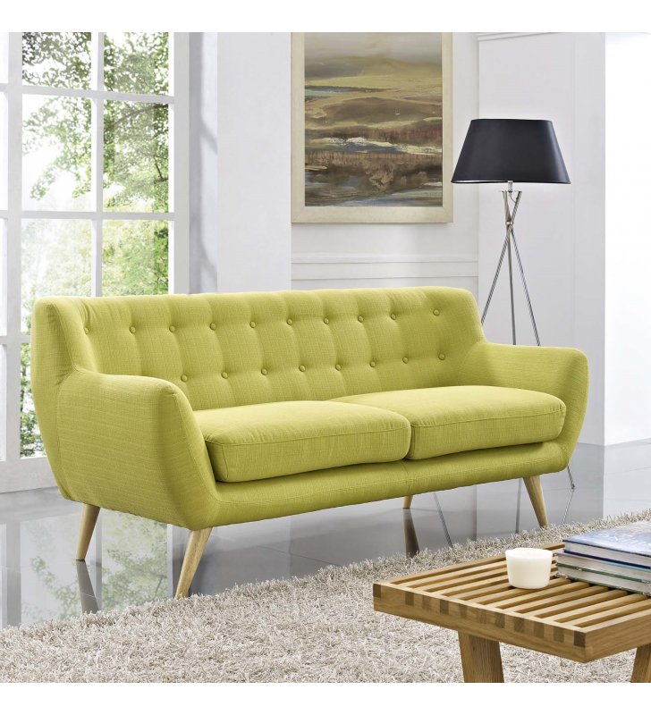 Remark Upholstered Fabric Sofa in Wheatgrass - Lexmod