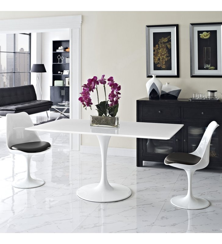 Lippa 60" Rectangle Wood Dining Table in White - Lexmod