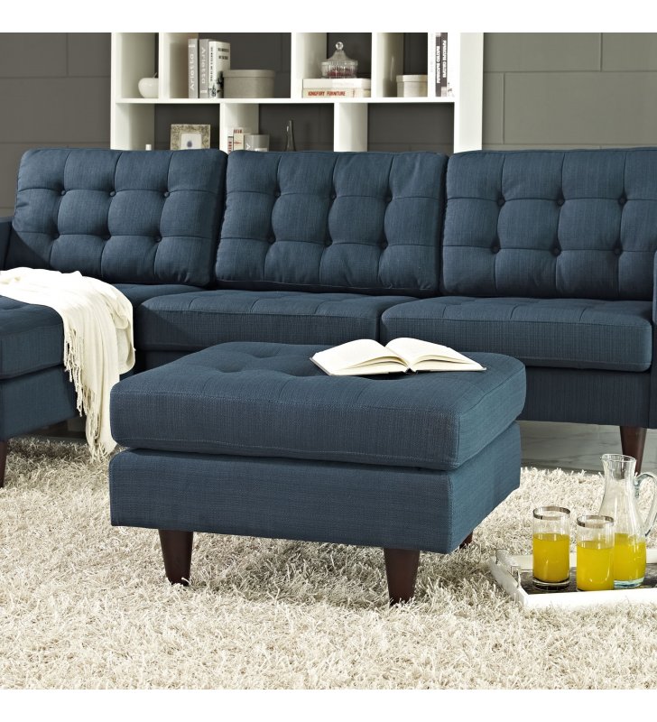 Empress Upholstered Fabric Ottoman in Azure - Lexmod