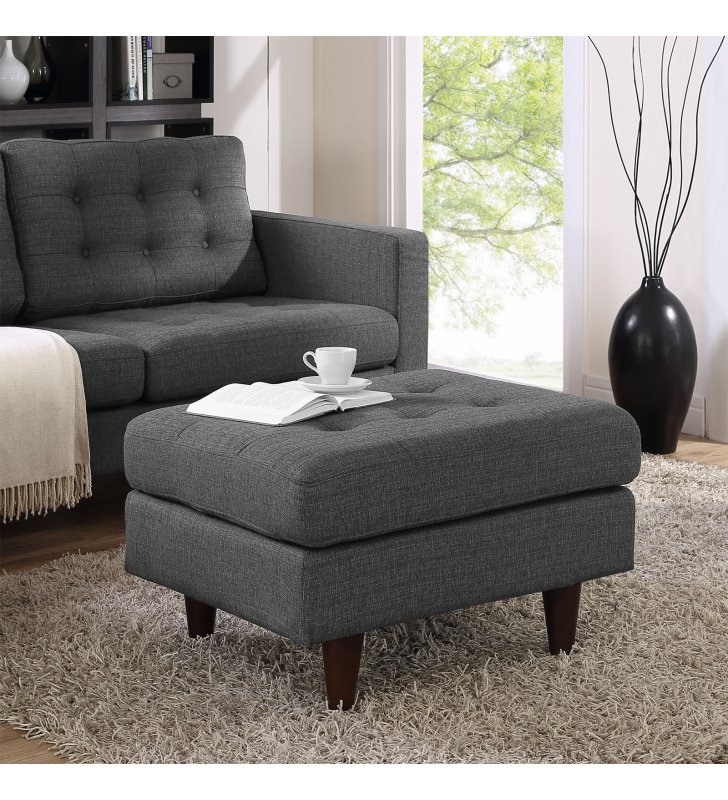 Empress Upholstered Fabric Ottoman in Gray - Lexmod