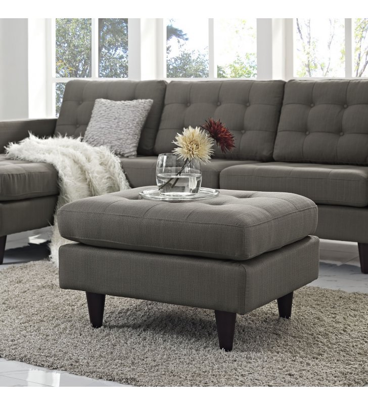 Empress Upholstered Fabric Ottoman in Granite - Lexmod