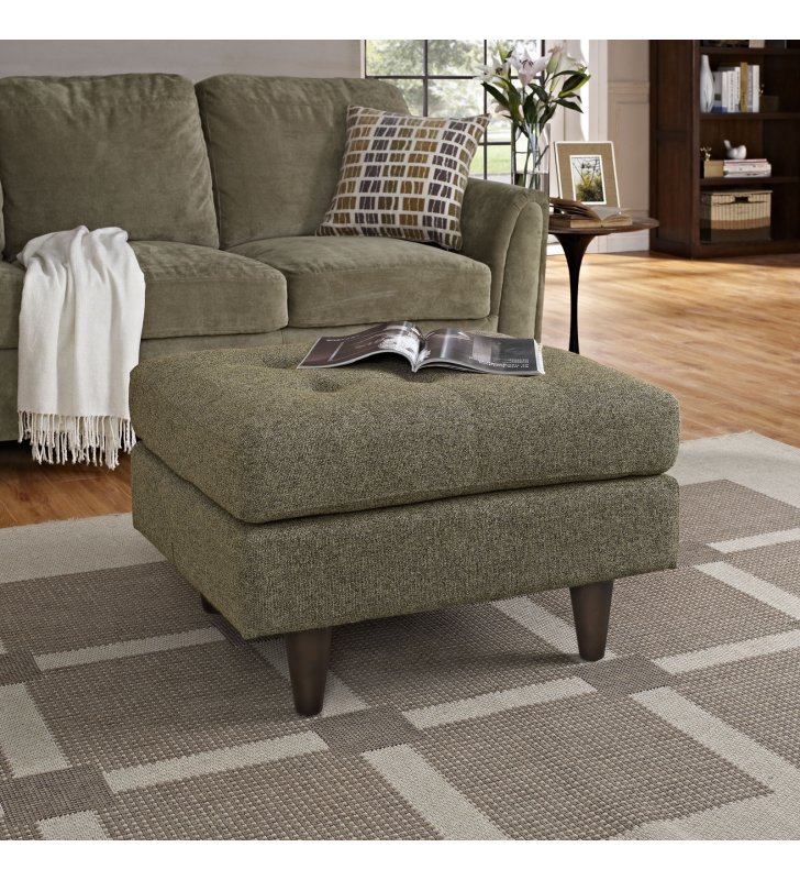 Empress Upholstered Fabric Ottoman in Oatmeal - Lexmod