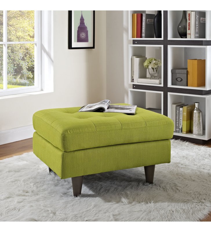 Empress Upholstered Fabric Ottoman in Wheatgrass - Lexmod