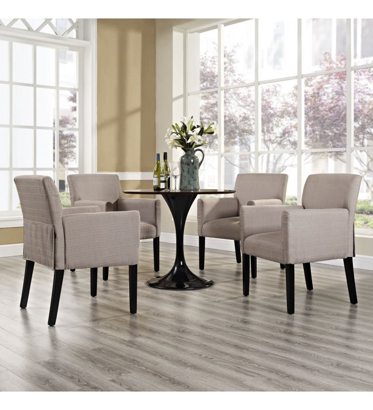 Chloe Armchair Set of 4 in Beige - Lexmod