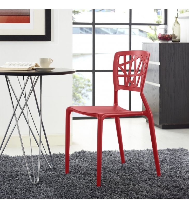 Astro Dining Side Chair in Red - Lexmod