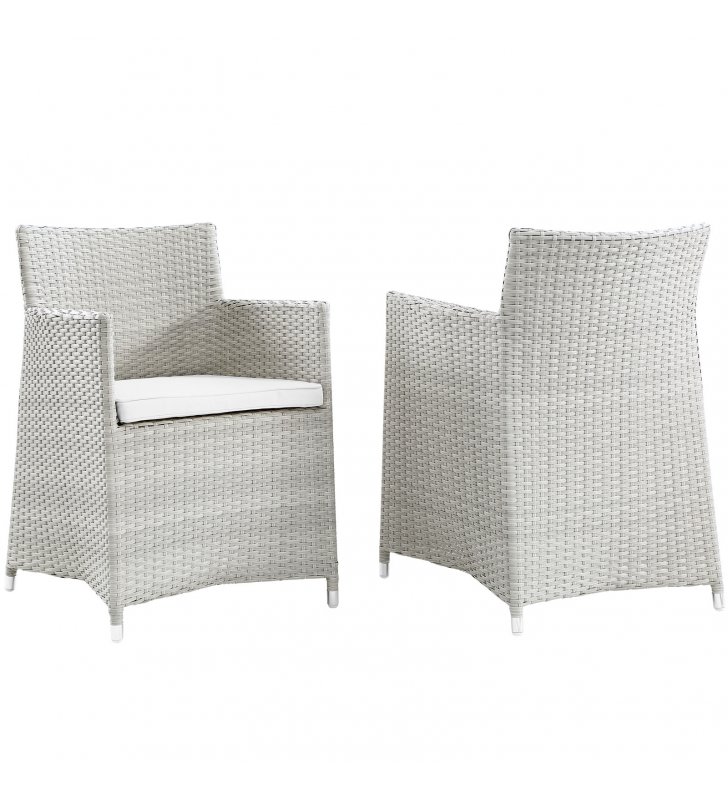 Junction Armchair Outdoor Patio Wicker Set of 2 in Gray White - Lexmod