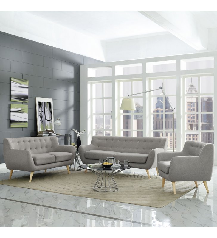 Remark 3 Piece Living Room Set in Light Gray - Lexmod
