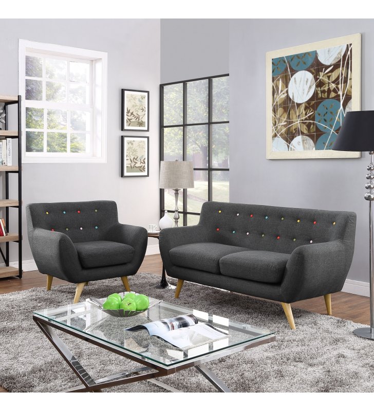 Remark 2 Piece Living Room Set in Gray - Lexmod